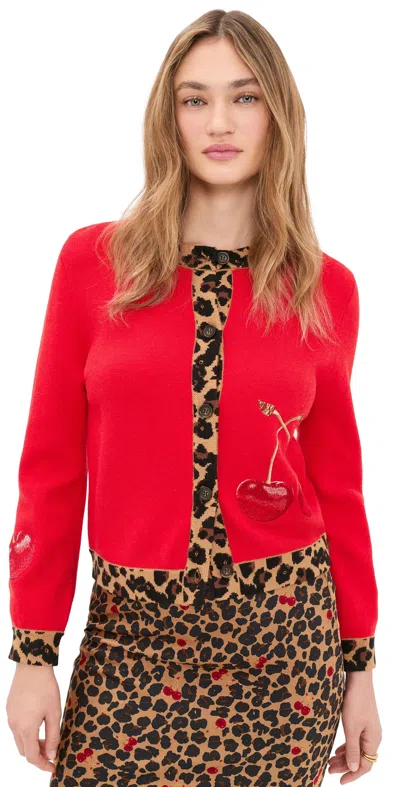 Never Fully Dressed Cherry Holly Cardigan Red
