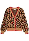 Never Fully Dressed Cherry Leopard Embroidered Knit Cardigan In Multi