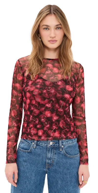 Never Fully Dressed Cherry Mesh Top Red In Burgundy