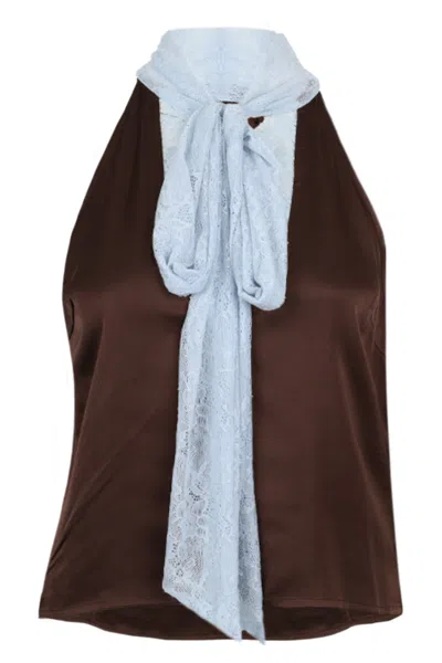 Never Fully Dressed Chocolate Blue Lace Top In Black