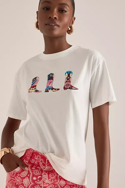 Never Fully Dressed Cowboy Boot Graphic T-shirt In White