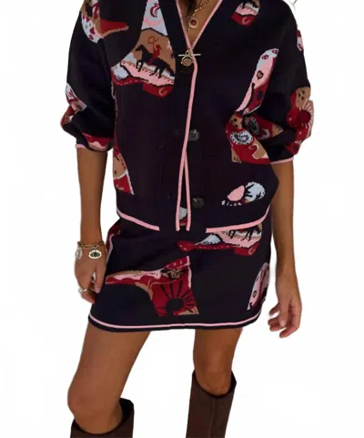 Never Fully Dressed Cowboy Boots Cardigan In Navy In Black