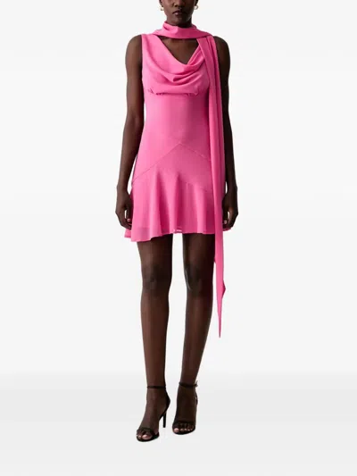Never Fully Dressed Cowl-neck Scarf-detail Mini Dress In Pink