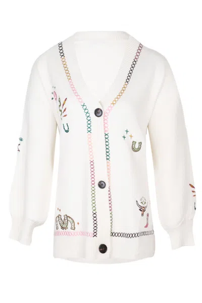 Never Fully Dressed Cream Western Martha Cardigan In White
