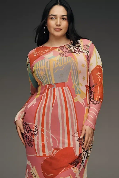 Never Fully Dressed Dallas Mesh Midi Dress In Multi