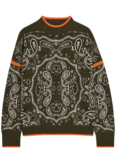 Never Fully Dressed Dana Paisley Knit Jumper In Green