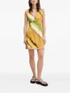 Never Fully Dressed Deia Abstract-print Fringe Mini Dress In Multi
