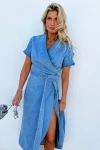 Never Fully Dressed Denim Brooklyn Midi Dress In Blue