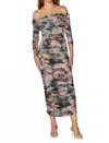 Never Fully Dressed Off Shoulder Mesh Midaxi Dress In Cherub Print-multi In Multi