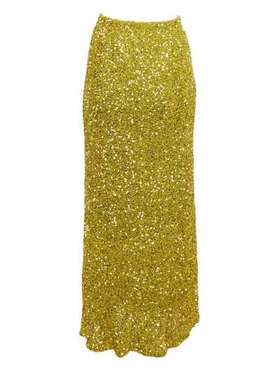 Pre-owned Never Fully Dressed Dorris Sequin Skirt In Yellow