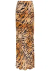 Never Fully Dressed Dorris Tiger-print Chiffon Maxi Skirt In Brown