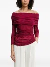 Never Fully Dressed Draped Off-shoulder Top In Red