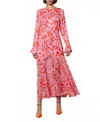 Never Fully Dressed Flared Ruffled Print Dress In Pink