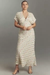 Never Fully Dressed Elodie Foil Maxi Dress In Sand