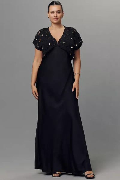 Never Fully Dressed Elodie Plus Crochet Maxi Dress In Black