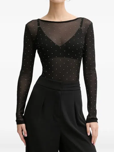 Never Fully Dressed Embellished Long-sleeved Top In Black