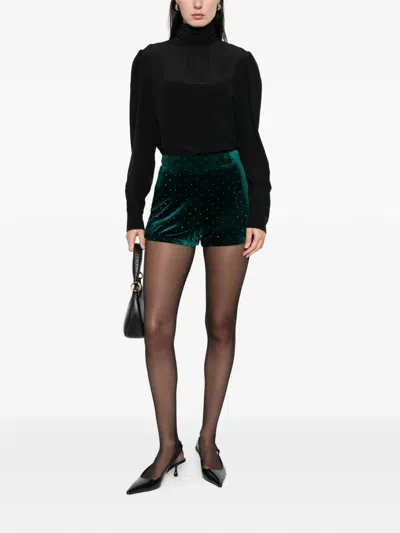 Never Fully Dressed Embellished Velvet Shorts In Animal Print