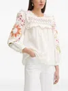Never Fully Dressed Embroidered Ruffled Blouse In White