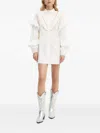 Never Fully Dressed Embroidered Ruffled Shirt Dress In White