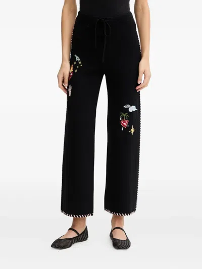 Never Fully Dressed Embroidered Track Pants In Black