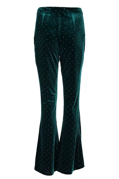 Never Fully Dressed Emerald Velvet Trousers In Green