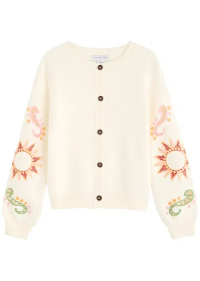 Never Fully Dressed Enchanted Broderie-anglaise Knitted Cardigan In Cream