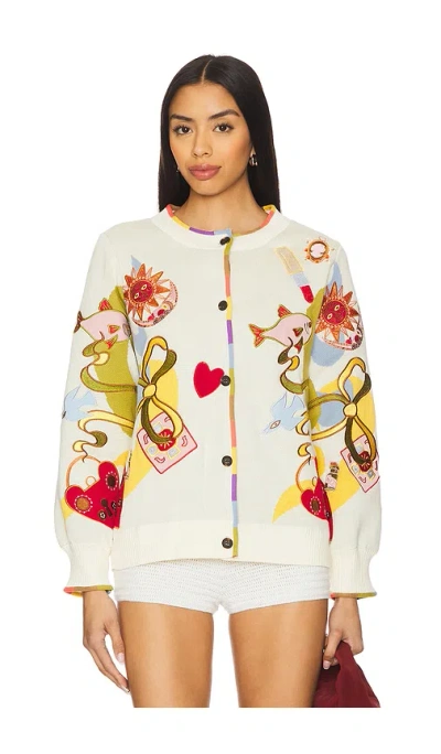 Never Fully Dressed Embroidered Cardigan In White