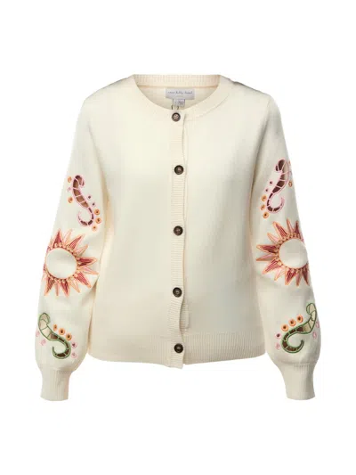 Never Fully Dressed Embroidered Long-sleeve Cardigan In Neutral