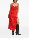Never Fully Dressed Eyelet-embroidered Wrap Midi Skirt In Red