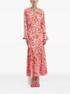 Never Fully Dressed Flared Ruffled Print Dress In Pink