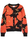 Never Fully Dressed Floral-intarsia Knit Cardigan In Orange