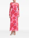 Never Fully Dressed Floral Long-sleeve Maxi Dress In Animal Print