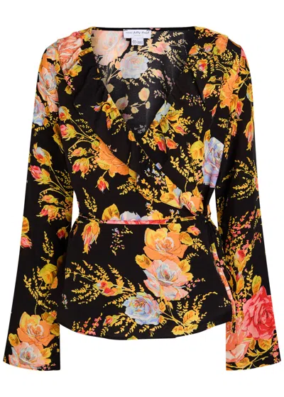 Never Fully Dressed Floral-print Chiffon Wrap Top In Multi