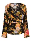 Never Fully Dressed Floral-print Chiffon Wrap Top In Black