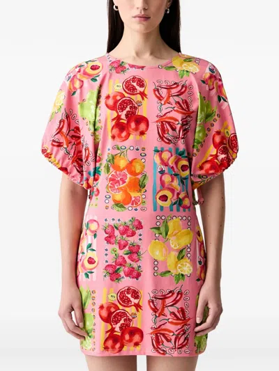 Never Fully Dressed Fruit-print Puff-sleeve Cotton Midi Dress In Multi