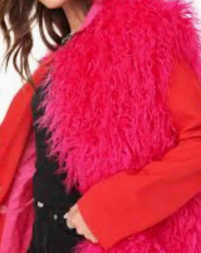 Never Fully Dressed Fur Vest In Magenta In Pink