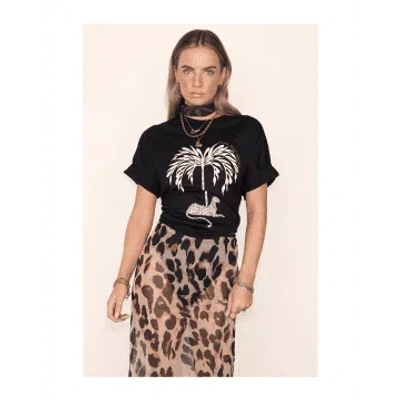 Never Fully Dressed Gaia Leopard T-shirt Size: S, Col: Black In Animal Print