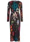 Never Fully Dressed Gaia Printed Plissé Midi Dress In Multi