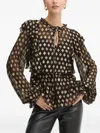 Never Fully Dressed Geometric-print Ruffled Blouse In Black