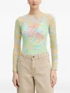 Never Fully Dressed Geometric-print Mesh T-shirt In Neutrals
