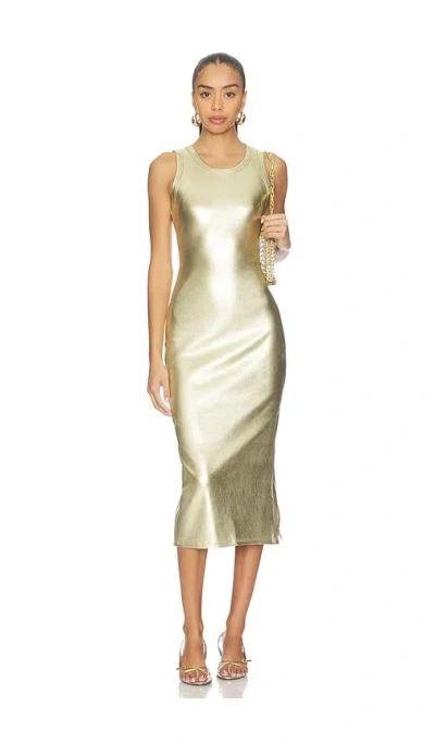 Never Fully Dressed Gold Metallic Ribbed Dress