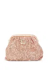 Never Fully Dressed Gold Sequin Clutch Bag In Pink