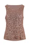 Never Fully Dressed Gold Sequin Tank Top In Brown