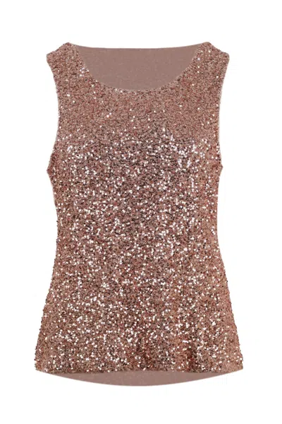 Never Fully Dressed Gold Sequin Tank Top In Brown