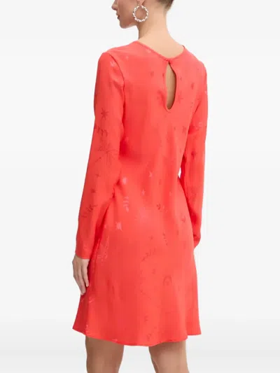 Never Fully Dressed Graphic-print Long-sleeved Dress In Red