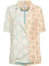 Never Fully Dressed Margo Printed Cotton-blend Shirt In 中性色