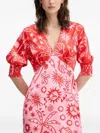 Never Fully Dressed Graphic-print V-neck Midi Dress In Orange