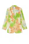 Never Fully Dressed Green Abstract 22 Blazer In Multi
