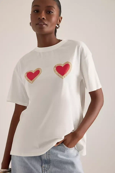 Never Fully Dressed Heart Boob Graphic T-shirt In White