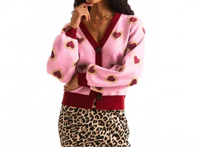 Never Fully Dressed Hearts Cardigan In Pink